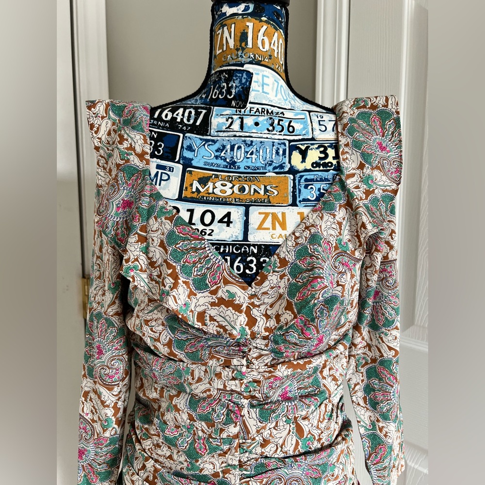 NWT Veronica Beard Lozano Floral Silk Ruched Minidress - Picture 7 of 9